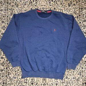 VTG Polo by Ralph Lauren navy crewneck sweatshirt with classic red pony embr